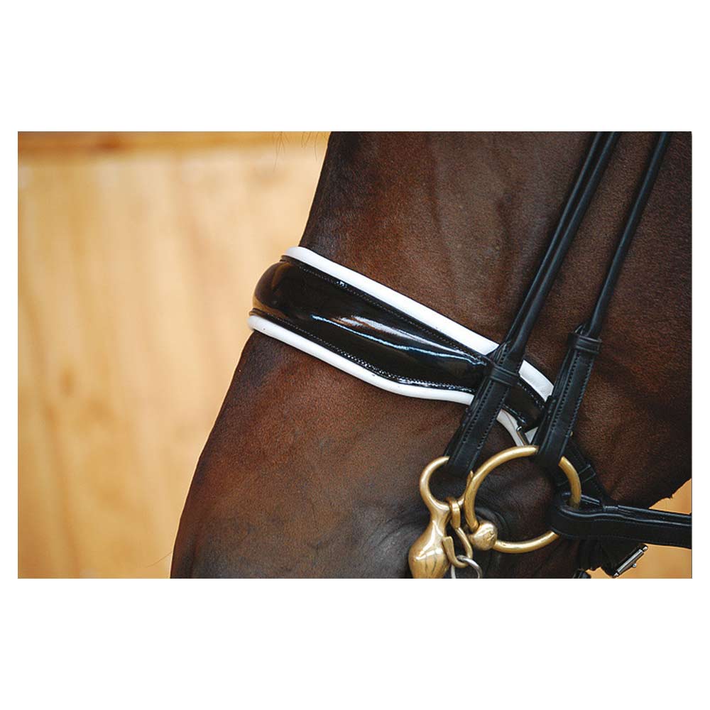 Dyon dressage pyöristetty kankisuitset lakatulla turparemmillä, valkoinen vuori